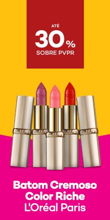 Batom Color Riche da marca loreal paris com destaque promocional de 30% sobre preço de Venda ao Público Recomendado